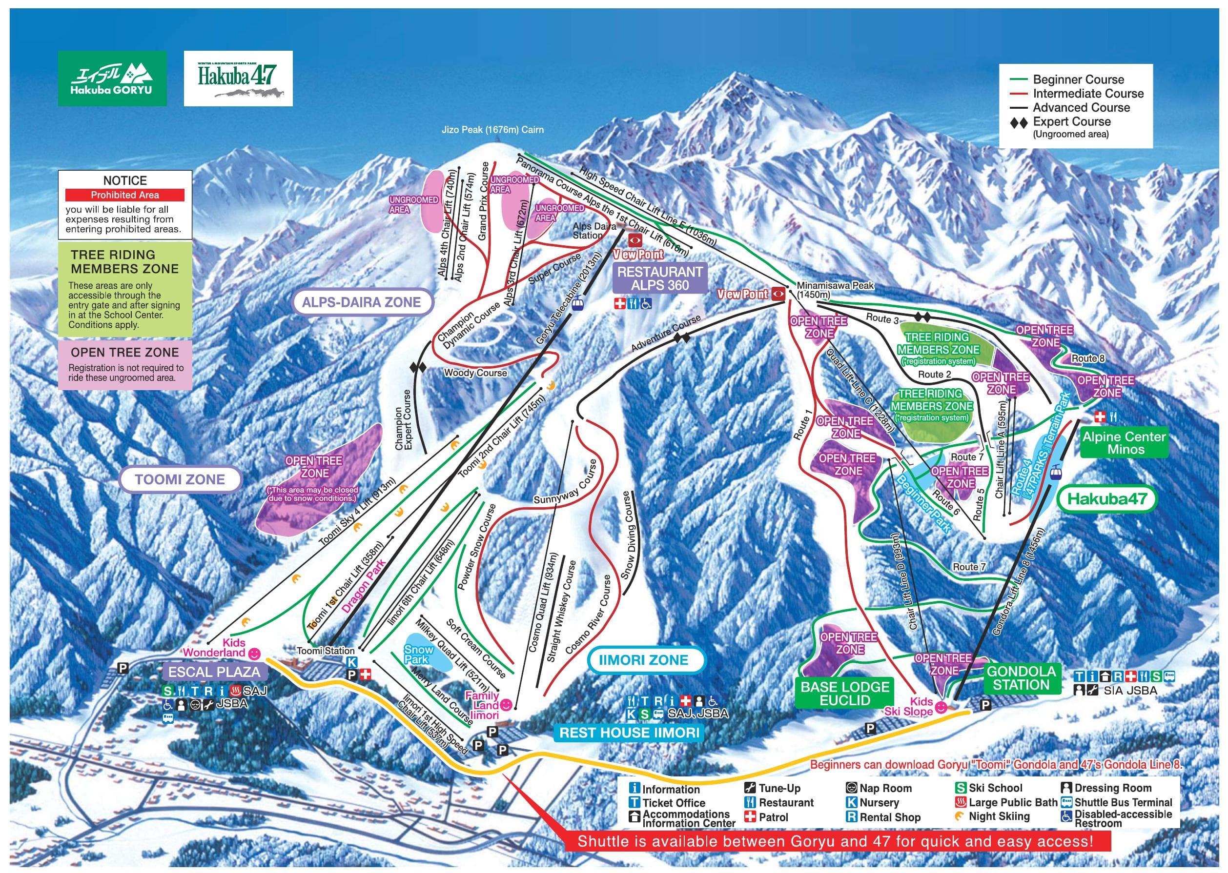 Hakuba 47 / Goryu trail map