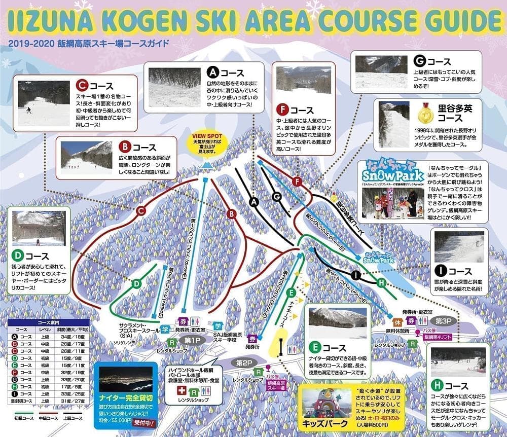 Iizuna Kogen Ski Resort trail map