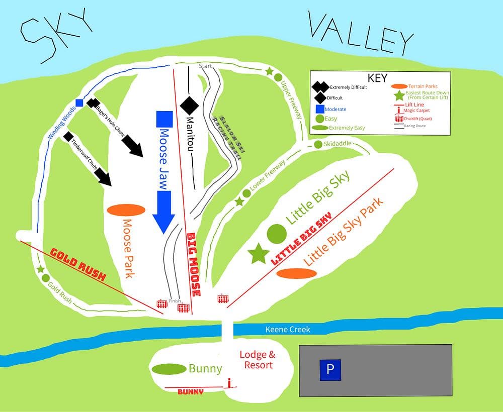 Sky Valley Ski Resort trail map