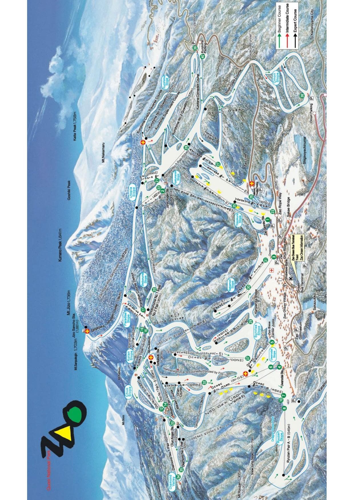 Zao Onsen Ski Resort trail map